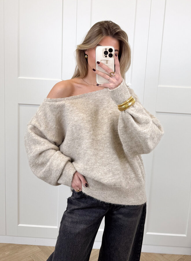 Trui off shoulder Alina beige