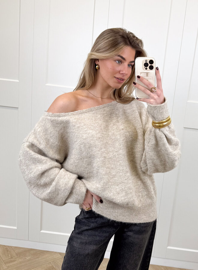 Trui off shoulder Alina beige