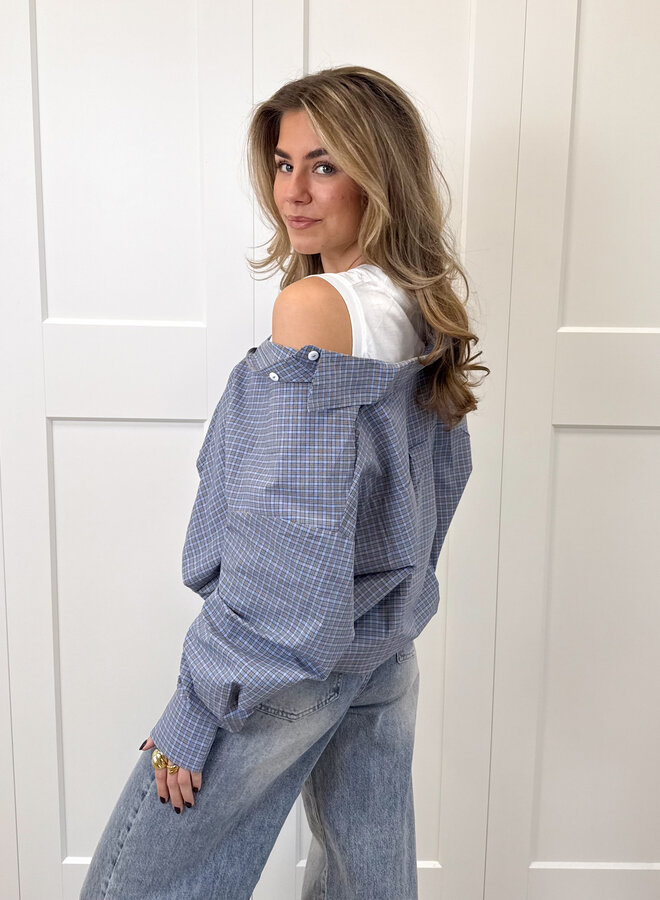 Blouse Lilianne blauw geruit