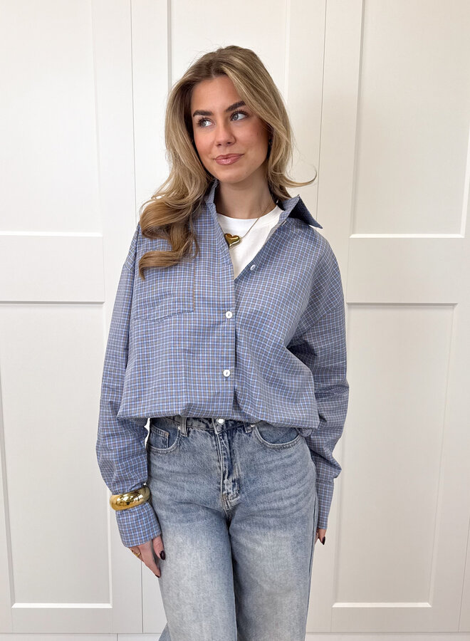 Blouse Lilianne blauw geruit