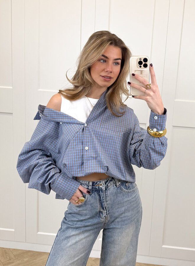 Blouse Lilianne blauw geruit