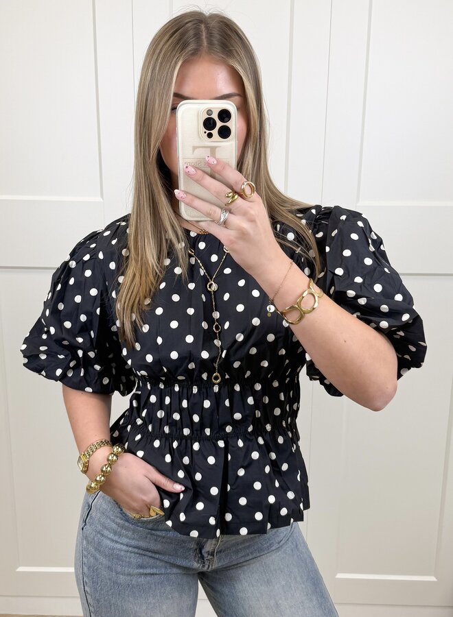 Top polkadots donker navy