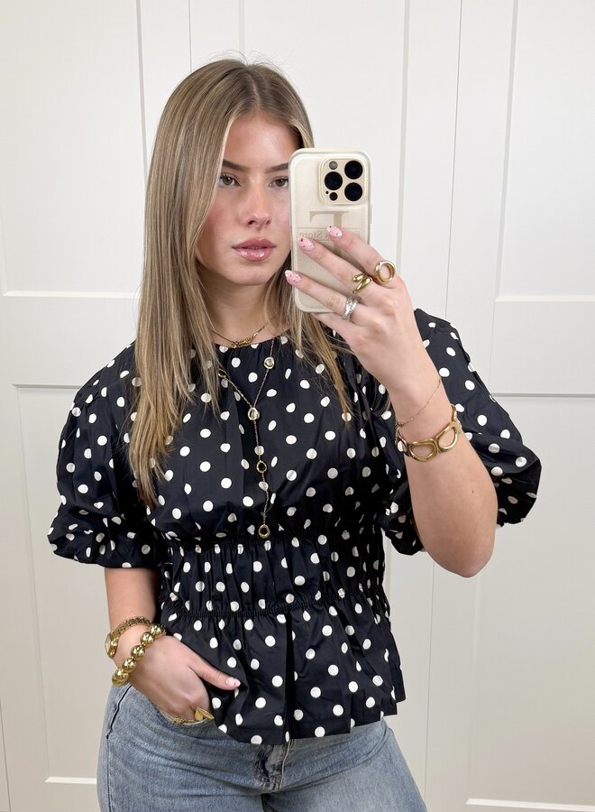 Top polkadots donker navy