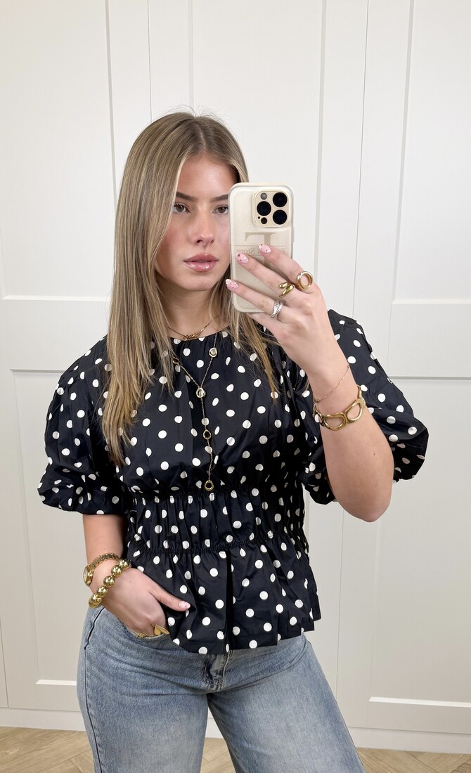 Top polkadots donker navy