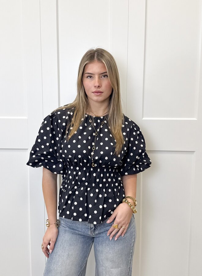 Top polkadots zwart