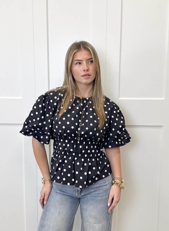 Top polkadots zwart