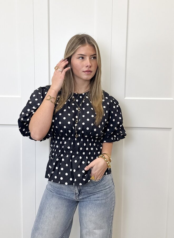 Top polkadots donker navy