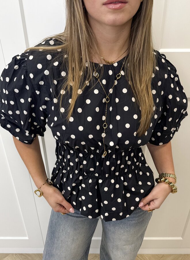 Top polkadots donker navy