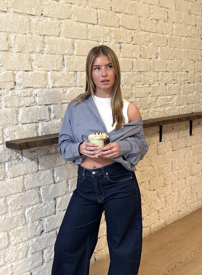 Blouse Lilianne blauw geruit