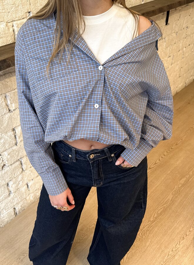 Blouse Lilianne blauw geruit