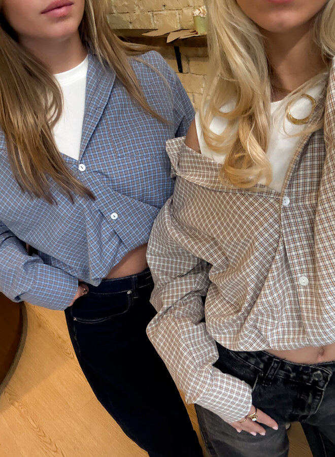 Blouse Lilianne blauw geruit