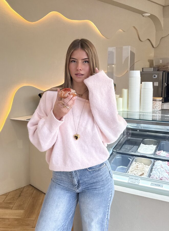 Trui off shoulder Alina roze