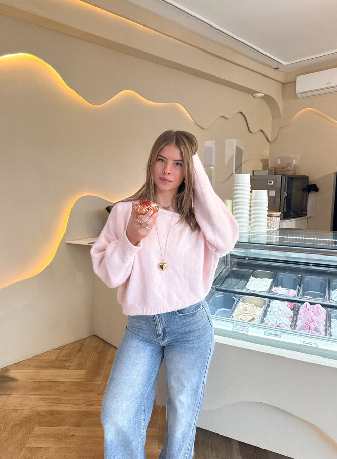 Trui off shoulder Alina roze