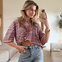 Hannah strepen tshirt roze/bruin