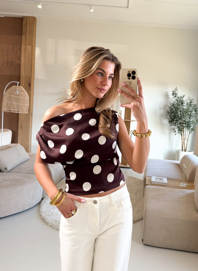 Stippen top off shoulder Polka