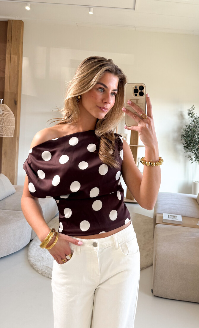 Stippen top off shoulder Polka