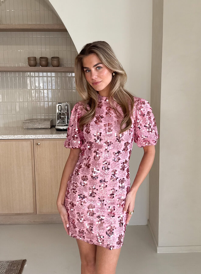 Pailletten jurk Romance roze