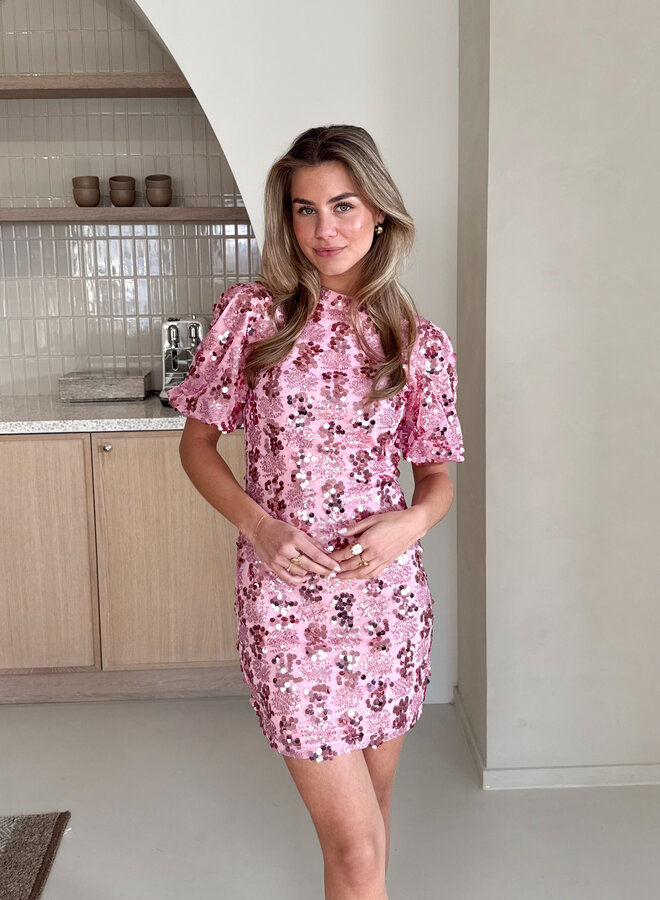 Pailletten jurk Romance roze