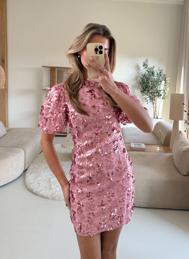Pailletten jurk Romance roze