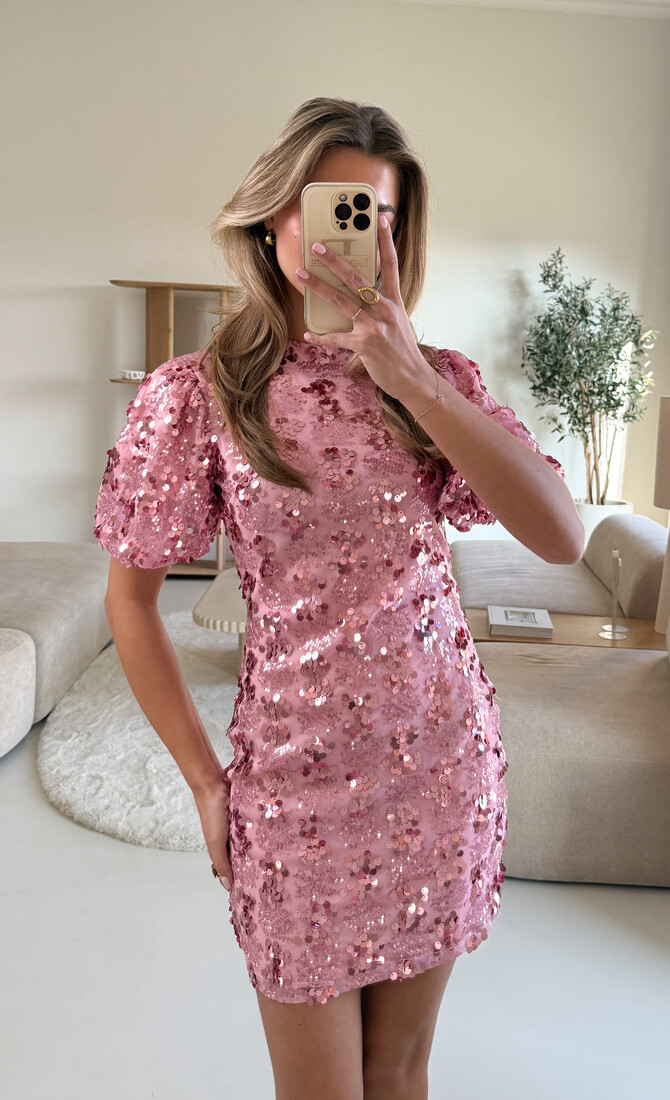 Pailletten jurk Romance roze