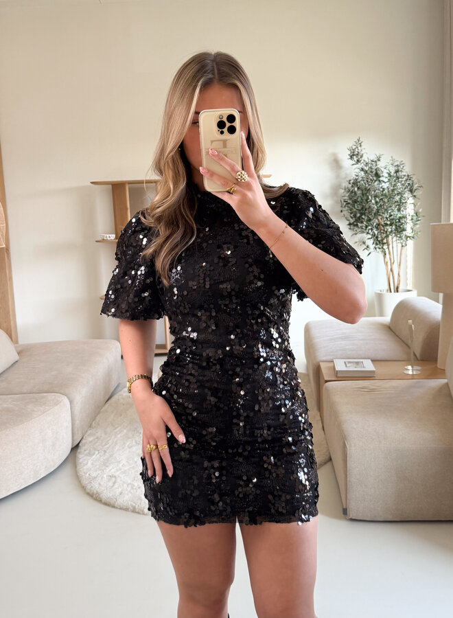 Pailletten jurk Romance zwart