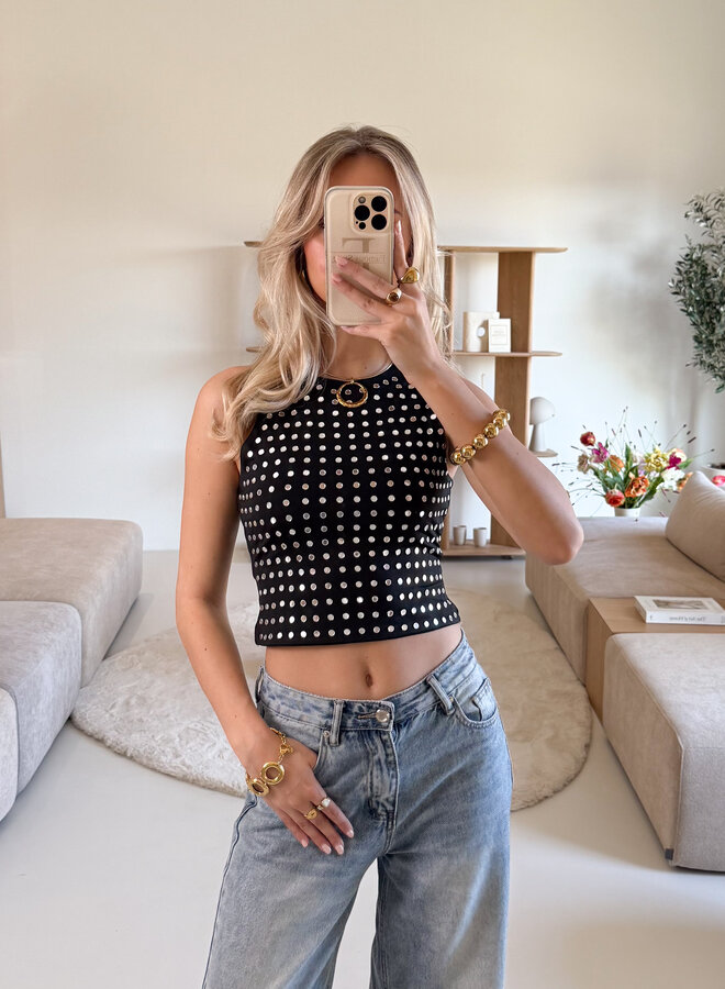 Top Liv zwart studs