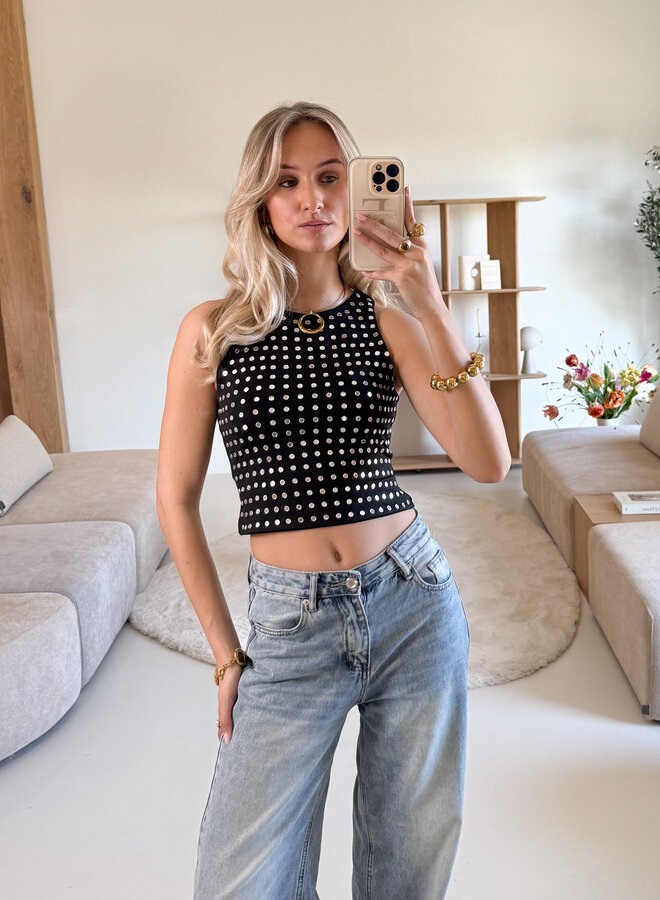 Top Liv zwart studs