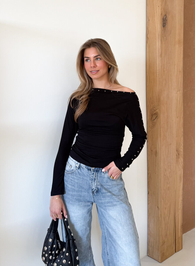 Top Molly zwart studs