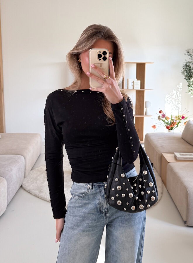 Top Molly zwart studs