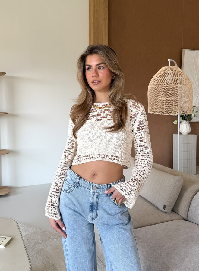 Gehaakte top Lara beige