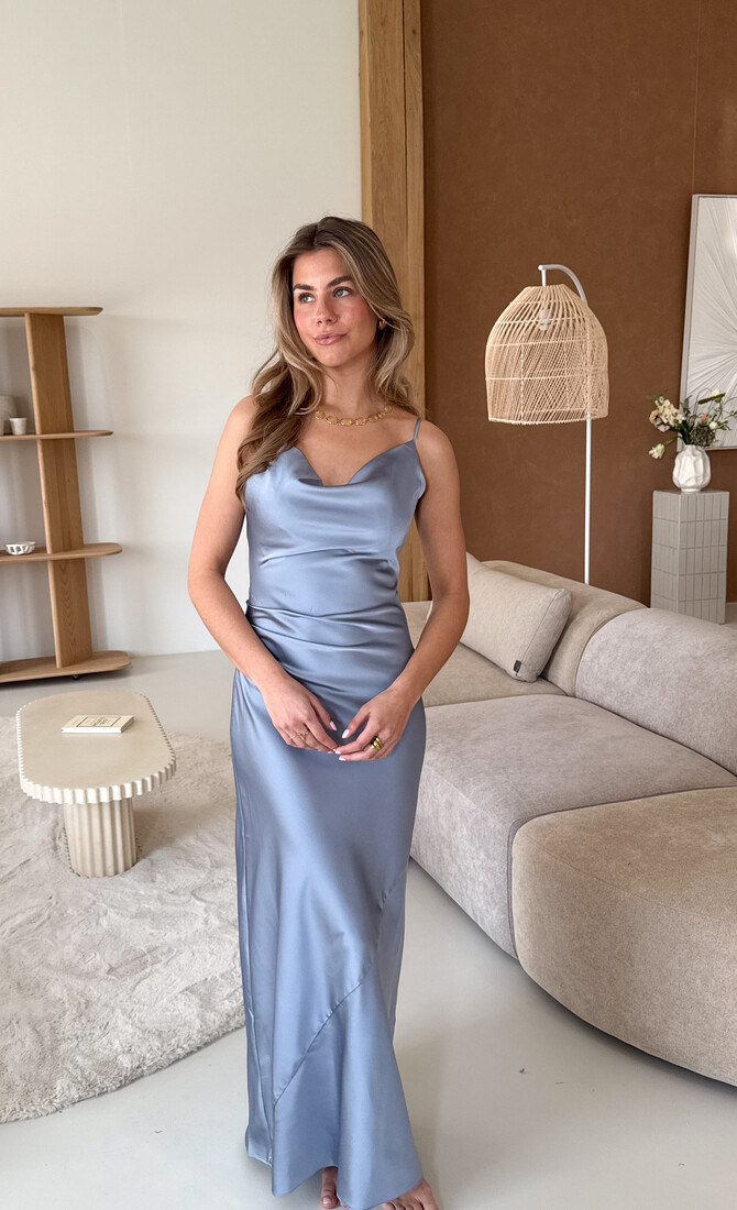 Satin dress Liva blauw