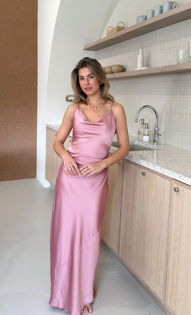 Satin dress Liva roze