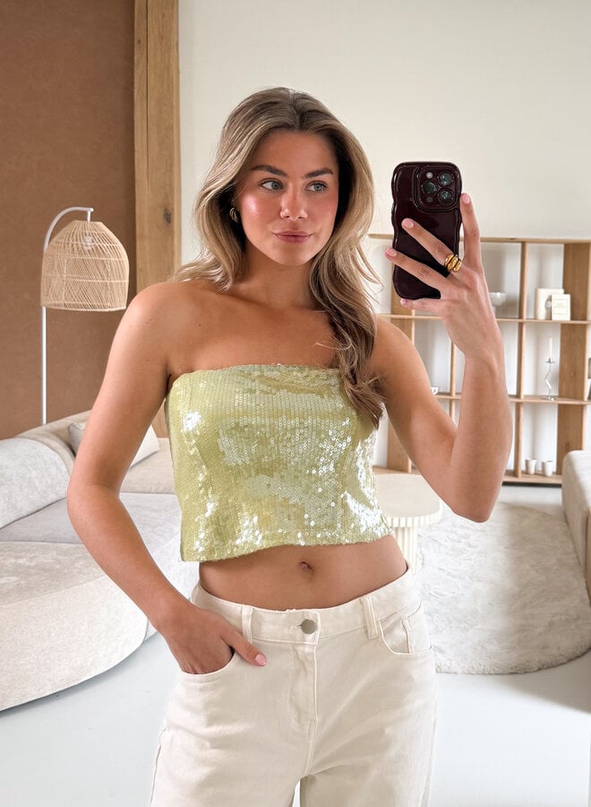Elin pailletten top groen