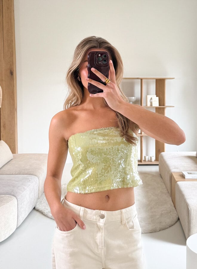 Elin pailletten top groen