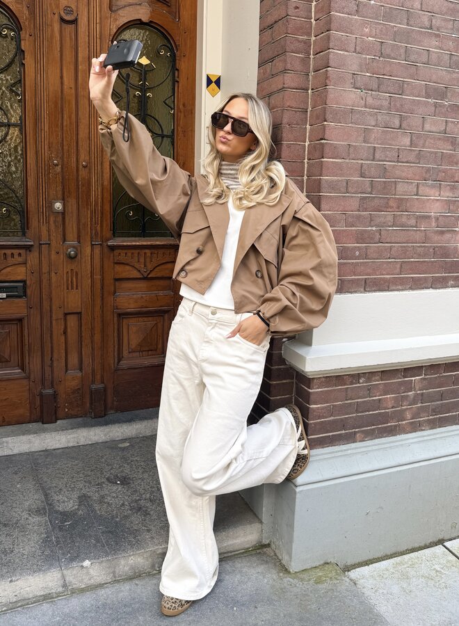 Sjaal Isabella gestreept taupe