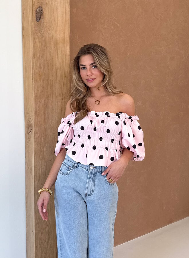 Abby polkadots top roze