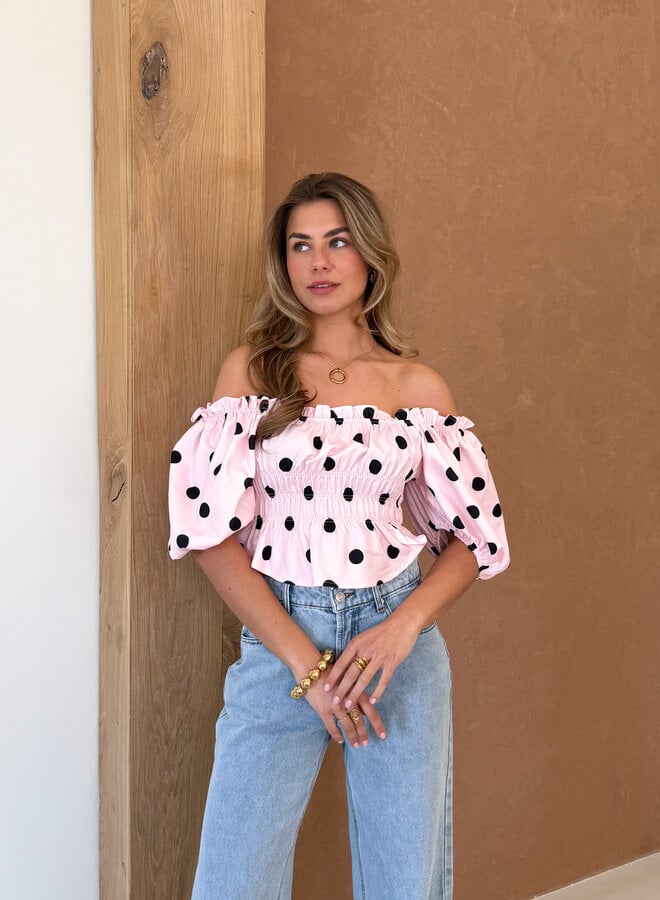 Abby polkadots top roze