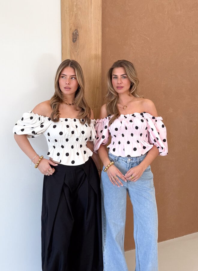 Abby polkadots top roze