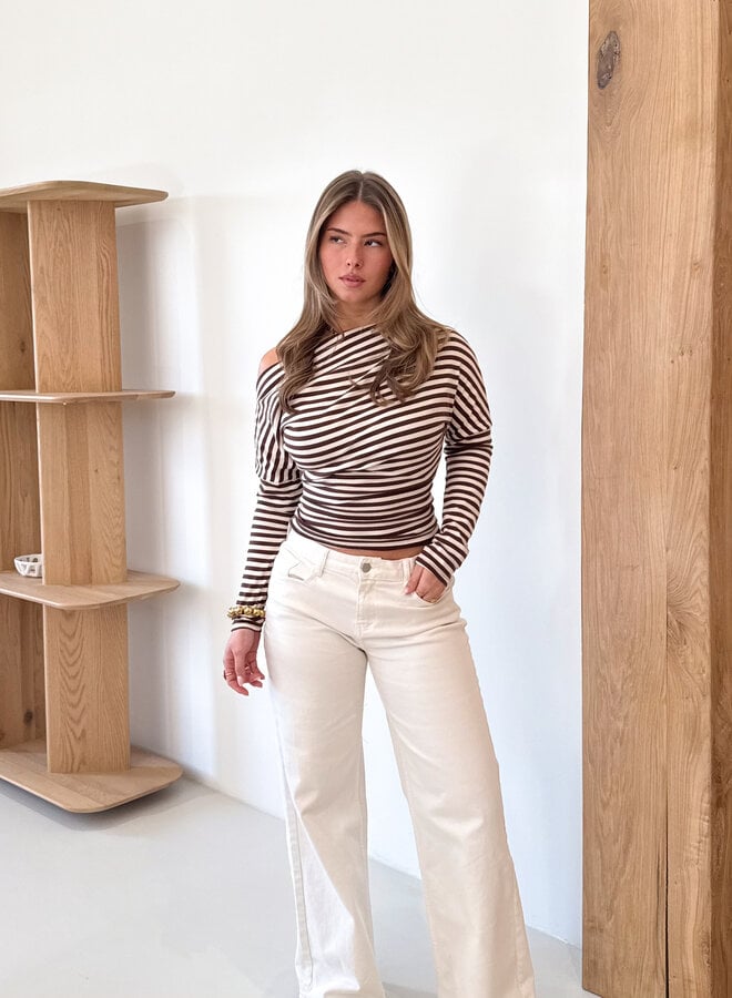 Milou top strepen bruin