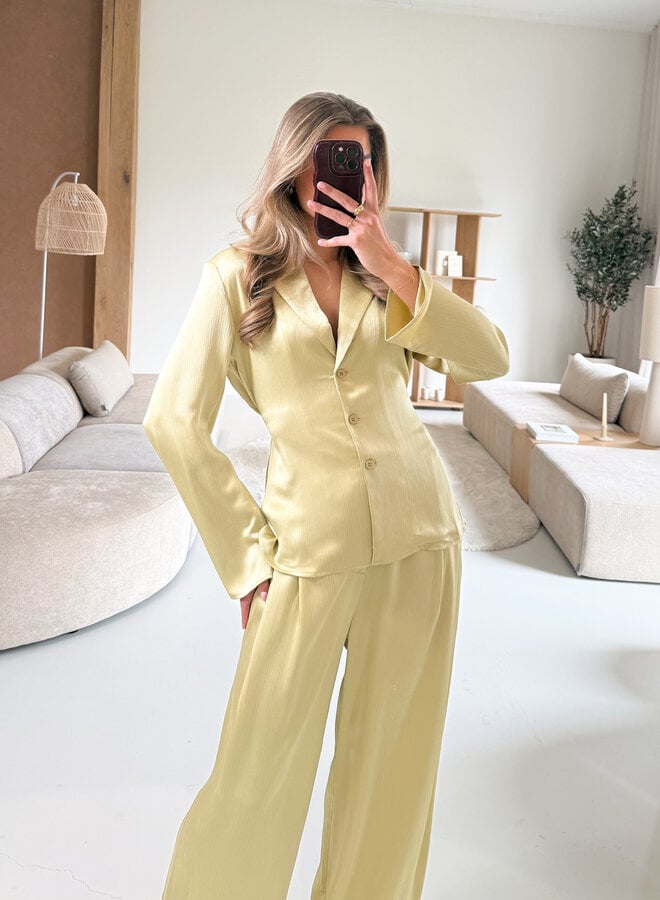 Blouse satin Fem groen