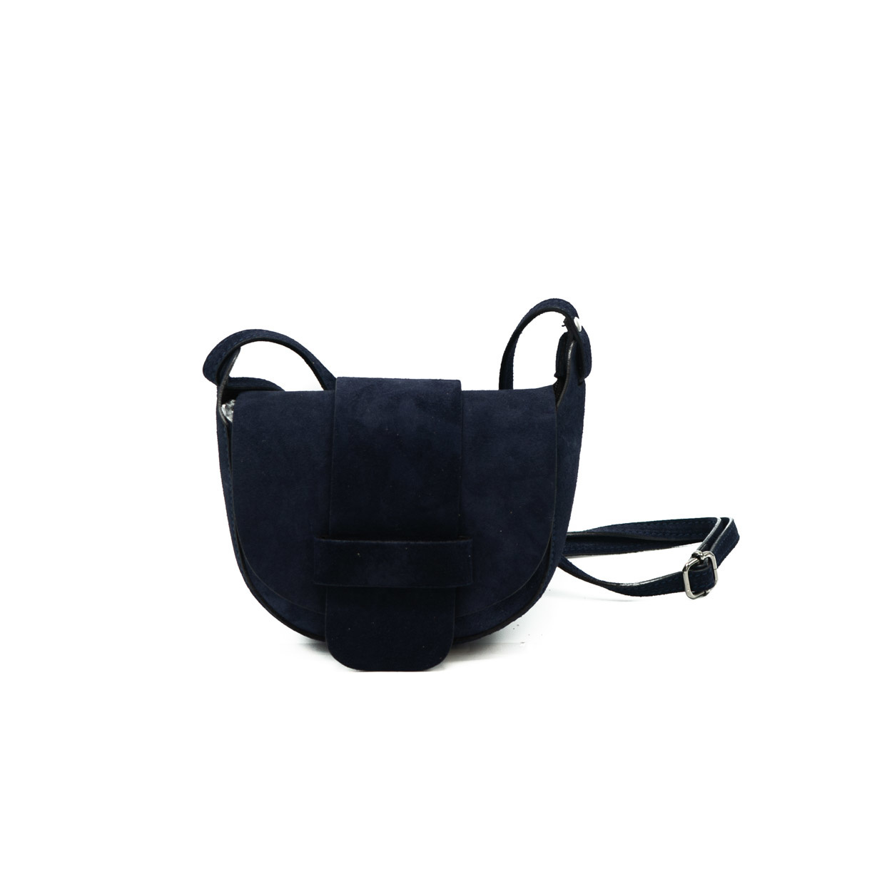 blue suede crossbody bag