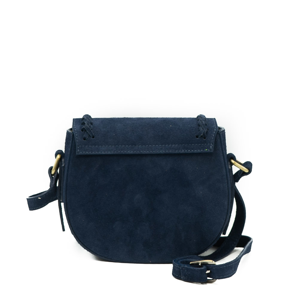 blue suede crossbody bag