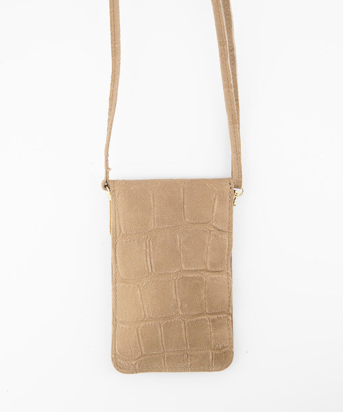 Pona - Croco - Crossbody bags - Beige - Zand 04 - Silver