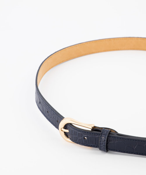 Ava - Croco - Riemen met gesp - Blauw - C26 - Goudkleurig