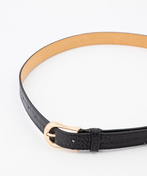 Ava - Croco - Riemen met gesp - Zwart - C28 - Goudkleurig