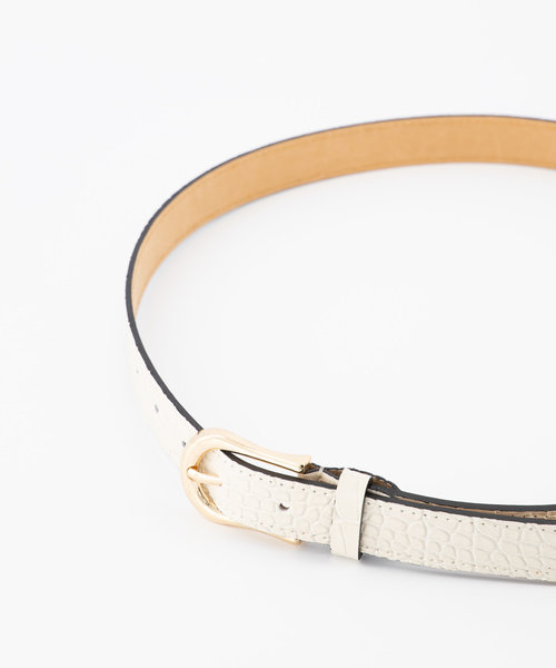 Ava - Croco - Belts with buckles - Ecru -  - Gold