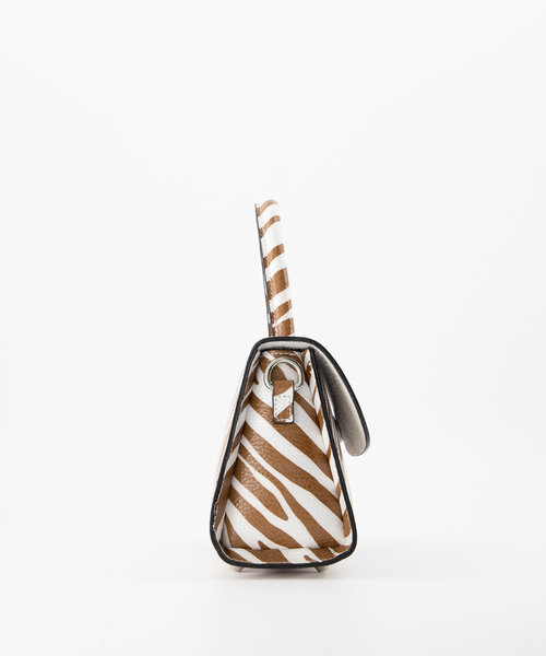 Fay - Handtassen - Classic Grain - Zebra Cognac - Zilverkleurig