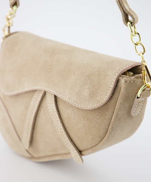 Gigi - Suede - Crossbodytassen - Zand - 4 - Goudkleurig