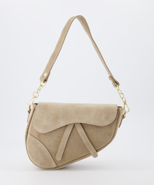 Gigi - Suede - Crossbodytassen - Zand - 4 - Goudkleurig