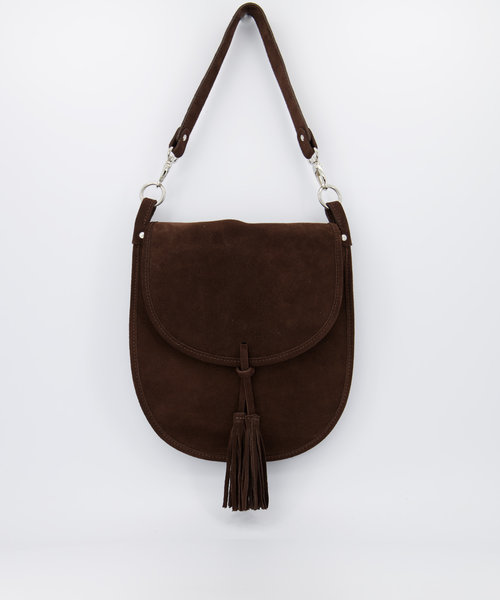 Meghan - Suede - Crossbodytassen - Bruin - 7 - Goudkleurig